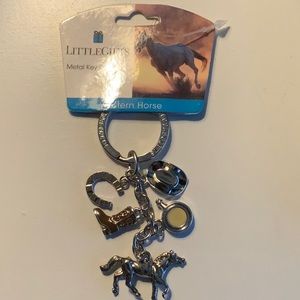Little Gifts Western Horse Metal Key Chain NWT